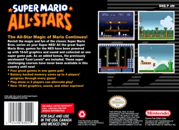 Super Mario All-Stars (USA) box cover back